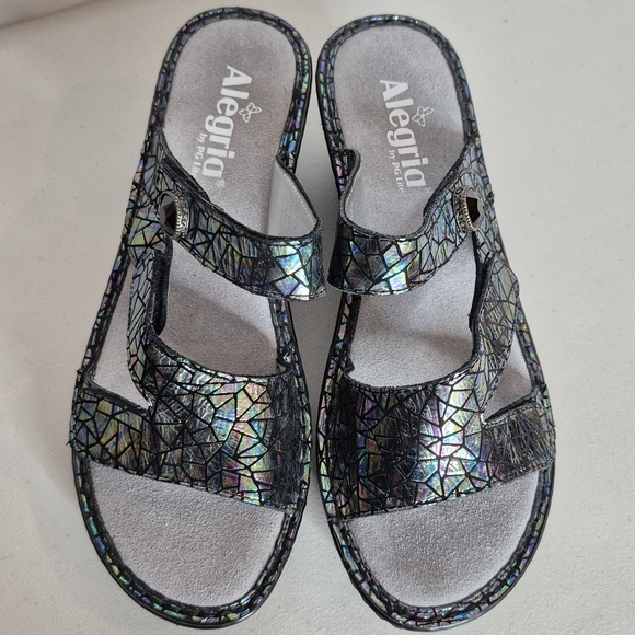 Alegria Loti Tectonic Wedge Heel Adjustable Velcro Slide Sandals - Size 38/8-8.5 - Picture 7 of 15